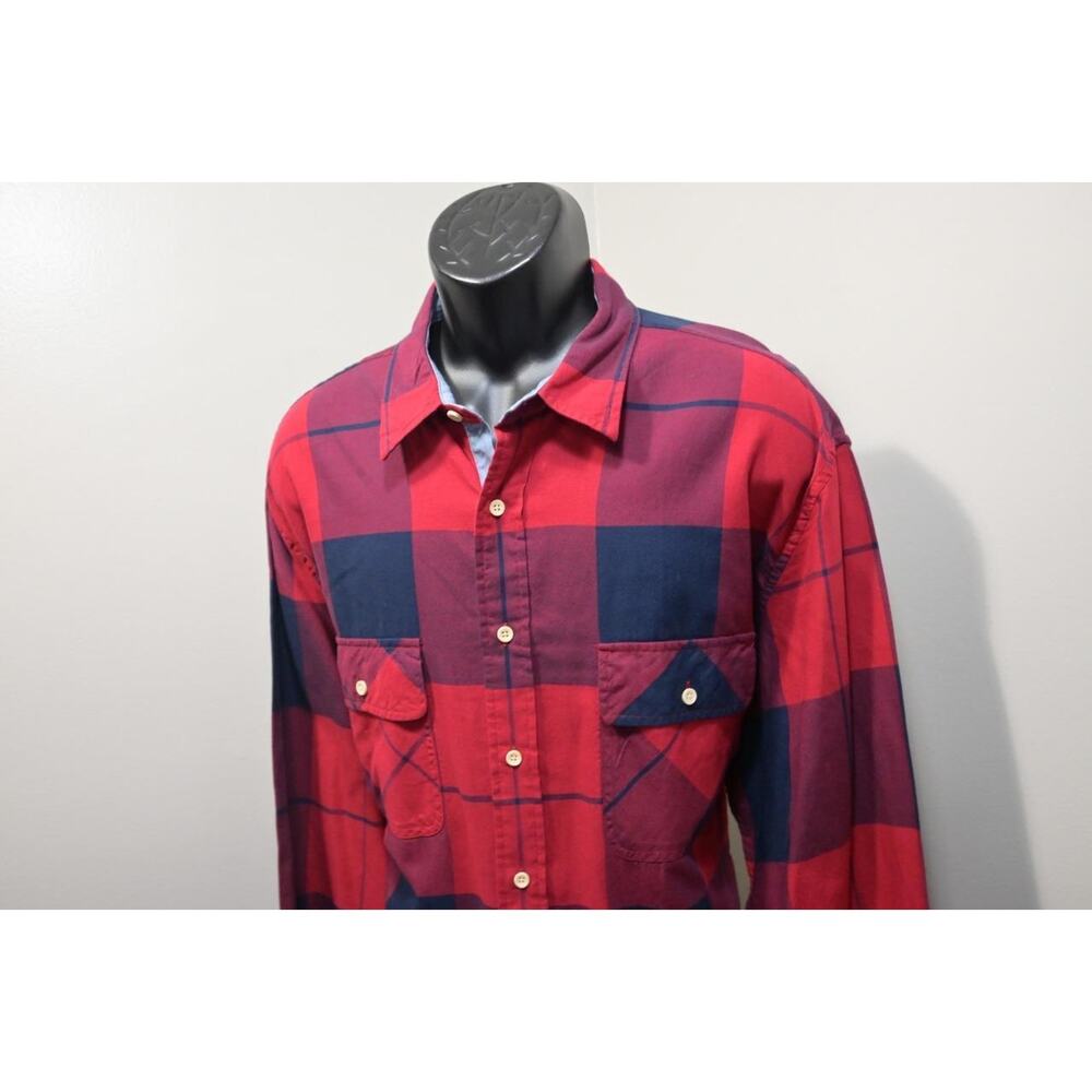 Nautica Plaid Dress Shirt Long Sleeve Double Pocket Mens Size XL
